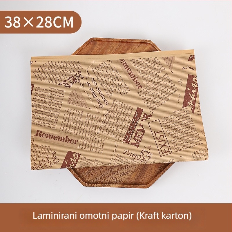 Set papira za umotavanje sendviča: papir za upijanje ulja, papir za hamburger, Kraft papir, papir za pečenje, vanjska prehrambena ambalaža