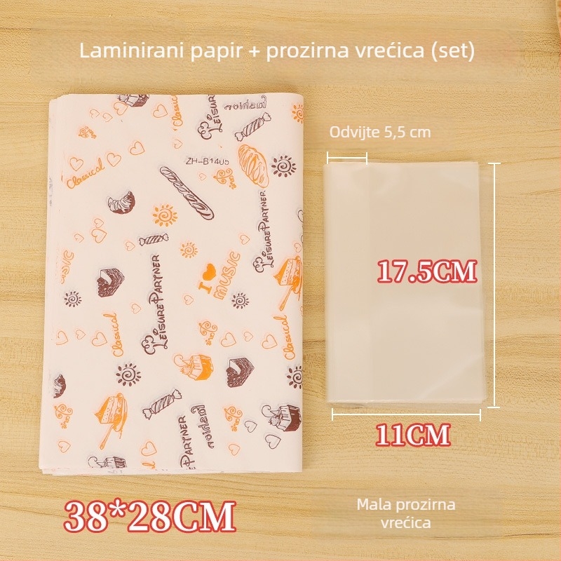 Set papira za umotavanje sendviča: papir za upijanje ulja, papir za hamburger, Kraft papir, papir za pečenje, vanjska prehrambena ambalaža