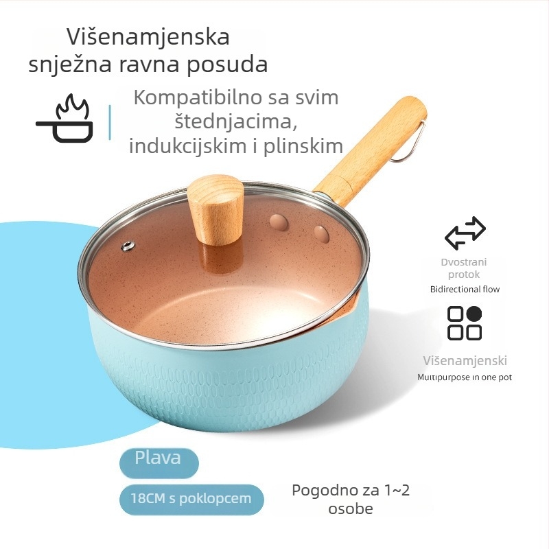 Lonac za dječju hranu s premazom Maifan kamena, mali neprišljiv lonac za mlijeko, pogodna kuhanje instantnih rezanaca i juha, kompatibilan s plinskim štednjakom