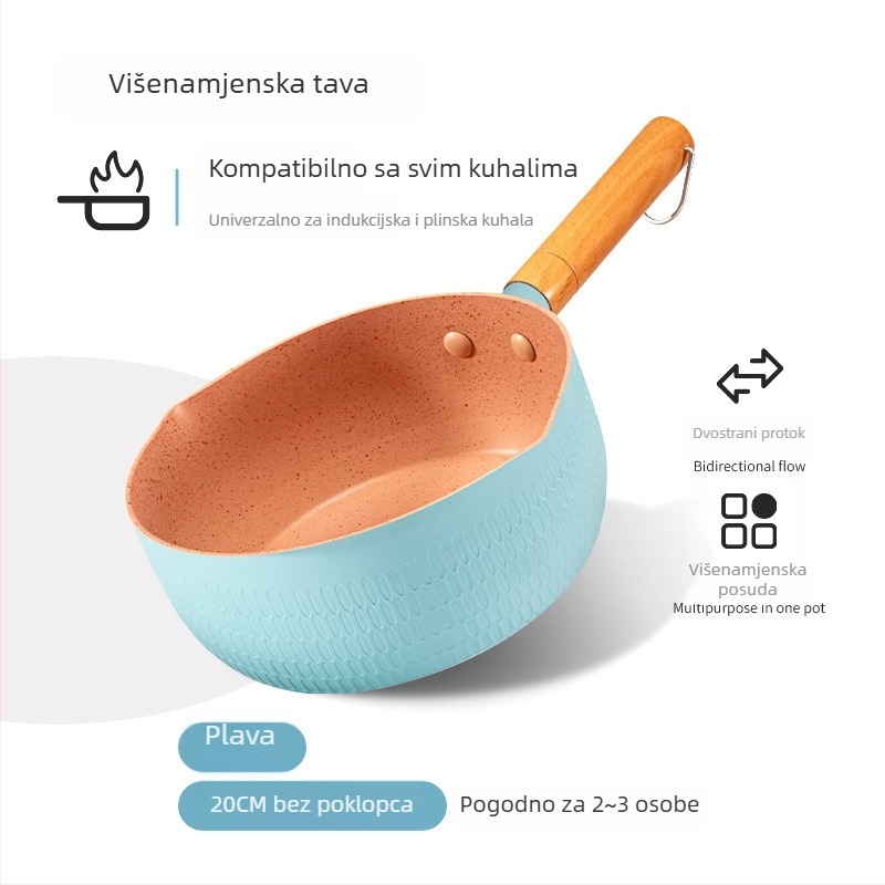 Lonac za dječju hranu s premazom Maifan kamena, mali neprišljiv lonac za mlijeko, pogodna kuhanje instantnih rezanaca i juha, kompatibilan s plinskim štednjakom