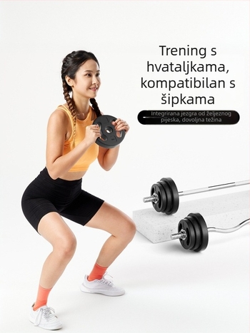 Set šipke za kućnu teretanu s pločama za čučanj, hip thrust i bench press