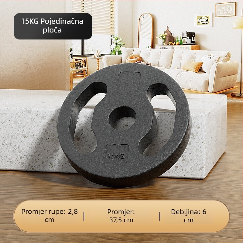 Set šipke za kućnu teretanu s pločama za čučanj, hip thrust i bench press