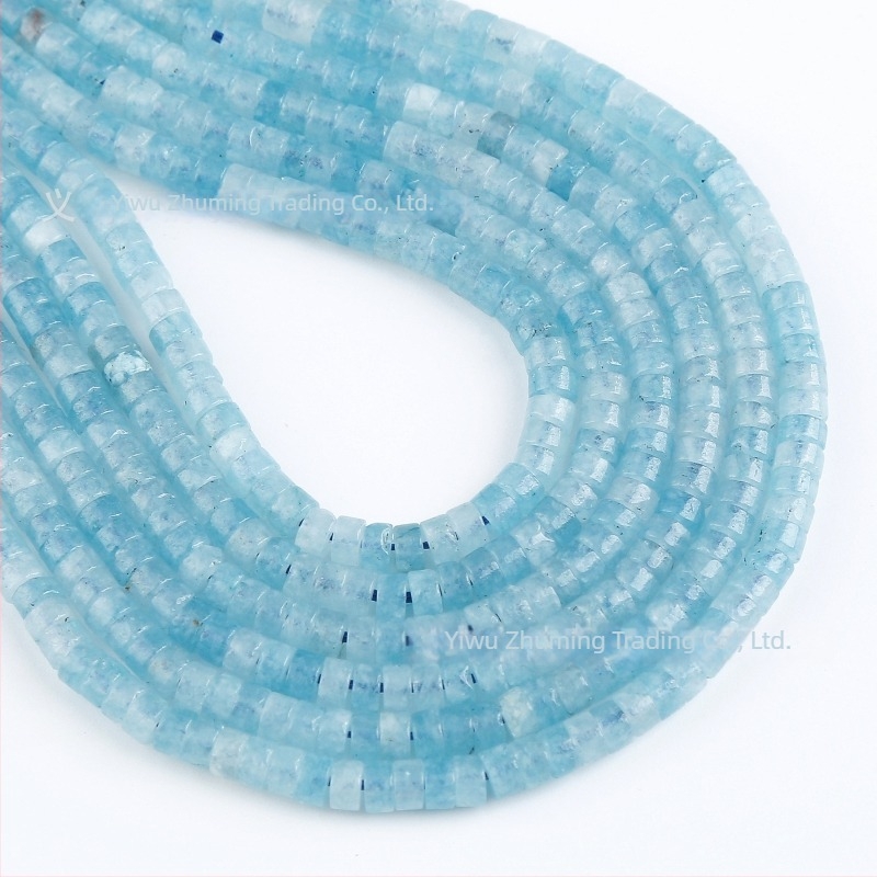 2x4 mm akvamarin chalcedon cilindrične perle – prirodni plavi kamen, abakus perle, kotačaste perle, spacer i plosate slobodne perle za DIY