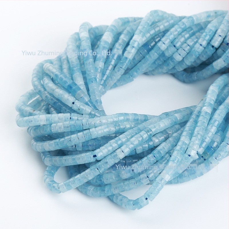 2x4 mm akvamarin chalcedon cilindrične perle – prirodni plavi kamen, abakus perle, kotačaste perle, spacer i plosate slobodne perle za DIY