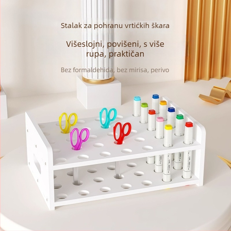 Višekomorni stolni organizator za sitne predmete, pinceta za obrve, škarice, četkice, ruž — veliki kapacitet za uredske potrepštine i držač za olovke.