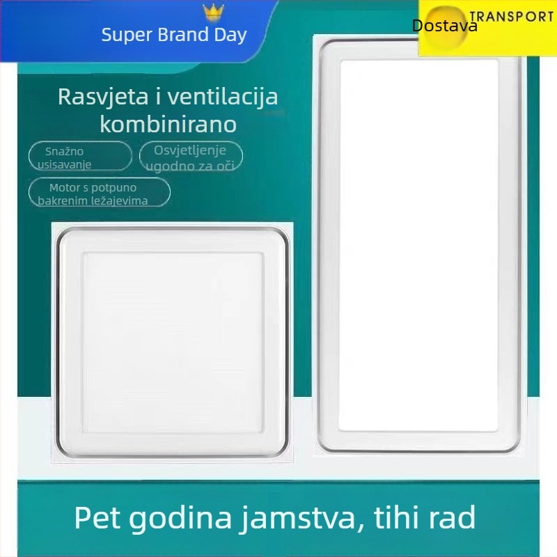 Integrirano stropno osvjetljenje i ventilator za ventilaciju, 2-u-1 tihi kuhinjski ventilator