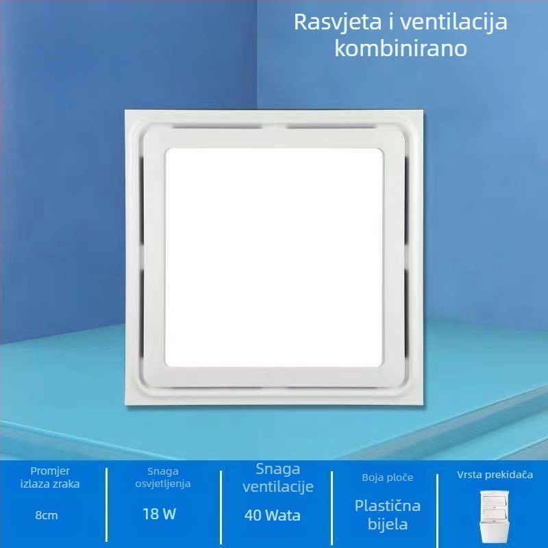 Integrirano stropno osvjetljenje i ventilator za ventilaciju, 2-u-1 tihi kuhinjski ventilator