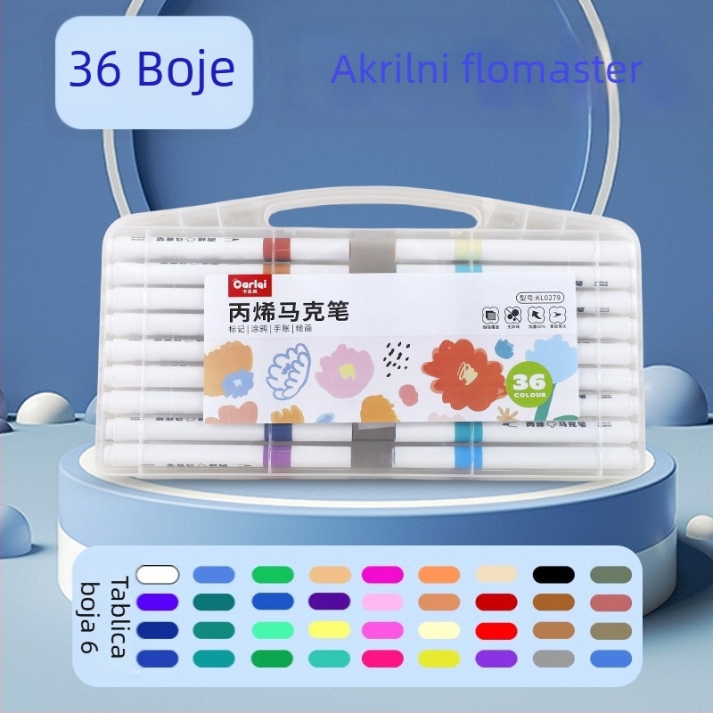 Akrilni marker za djecu predškolske i osnovne škole; neproziranih boja; slojevite boje; sigurni za djecu; perivi.