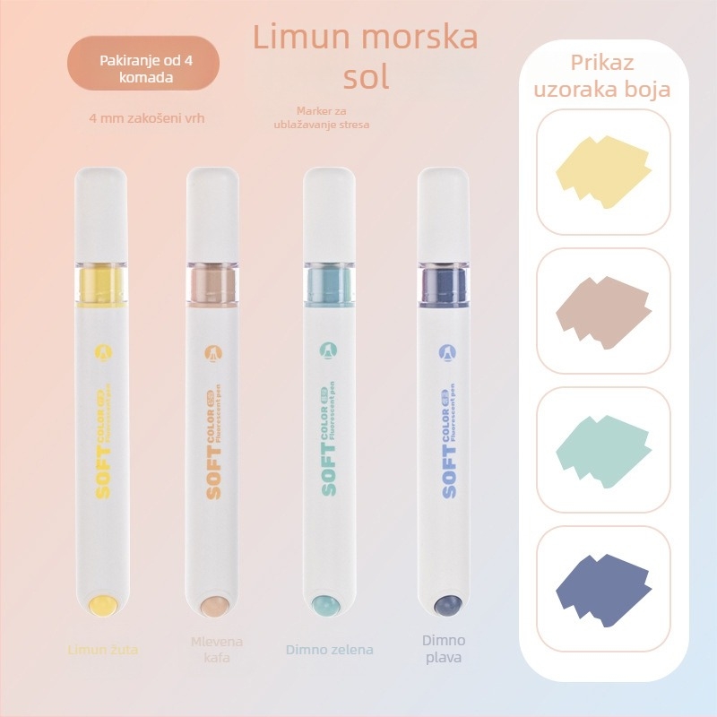 Yimulin marker za podcrtavanje s mirisom za oslobađanje od stresa, Round serija, simpatičan učenik, glatko pisanje