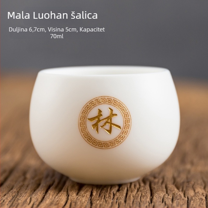 Bijeli jadeitni porcelan, minimalistička šalica za čaj s graviranjem, poklon set u kutiji Baijiaxing