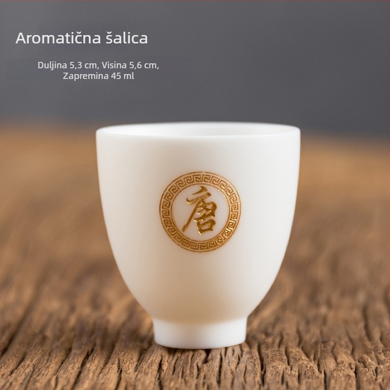 Bijeli jadeitni porcelan, minimalistička šalica za čaj s graviranjem, poklon set u kutiji Baijiaxing