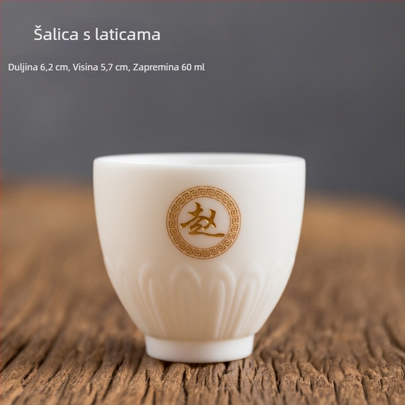 Bijeli jadeitni porcelan, minimalistička šalica za čaj s graviranjem, poklon set u kutiji Baijiaxing