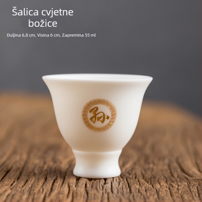Bijeli jadeitni porcelan, minimalistička šalica za čaj s graviranjem, poklon set u kutiji Baijiaxing