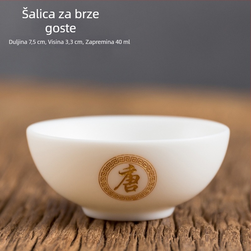 Bijeli jadeitni porcelan, minimalistička šalica za čaj s graviranjem, poklon set u kutiji Baijiaxing