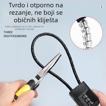 Lakat s čeličnim kabelom i kombinacijskim mehanizmom za ormariće i arhive