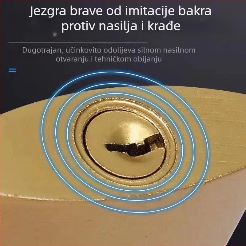 Željezni lokot s bakrenim izgledom, kućni lokot za ormar sa ključem