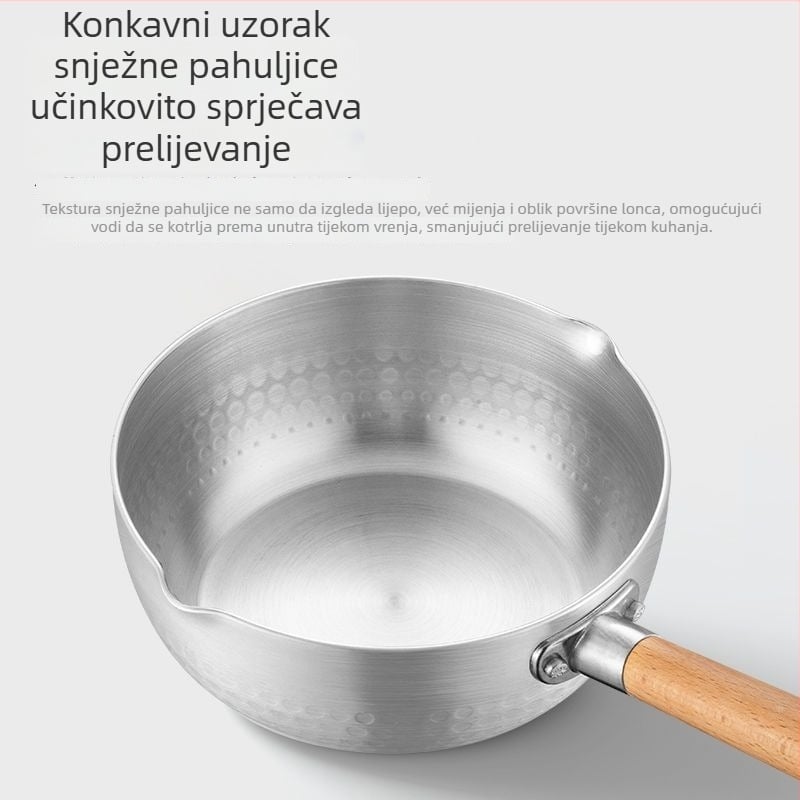 Japanskog stila aluminijska posuda s poklopcem za kuhanje rezanaca, juhe i kaše; kompatibilna s indukcijskim pločama, debelo dno, izdržljiva