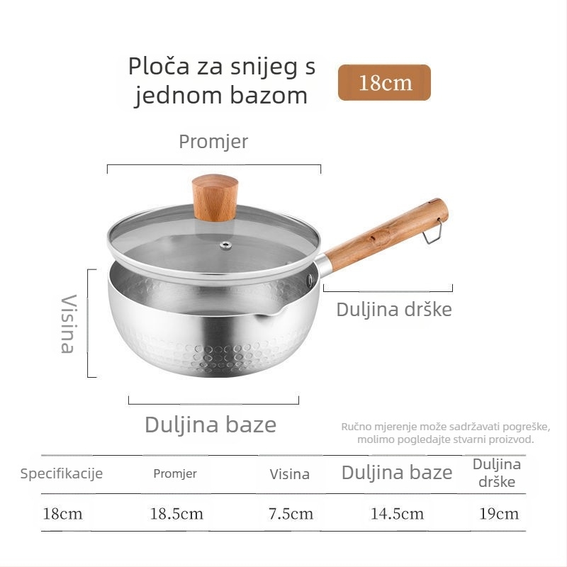 Japanskog stila aluminijska posuda s poklopcem za kuhanje rezanaca, juhe i kaše; kompatibilna s indukcijskim pločama, debelo dno, izdržljiva