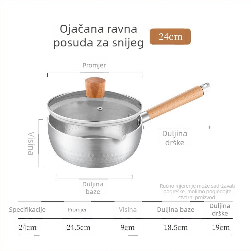 Japanskog stila aluminijska posuda s poklopcem za kuhanje rezanaca, juhe i kaše; kompatibilna s indukcijskim pločama, debelo dno, izdržljiva