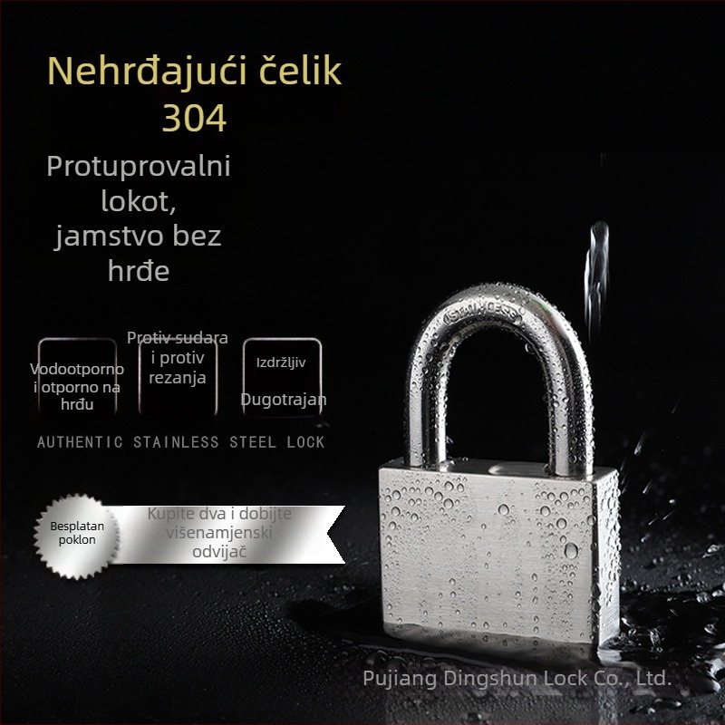 Katanac od nehrđajućeg čelika 304, vodootporan, otporan na koroziju, za vanjsku upotrebu, kućna vrata, protiv krađe