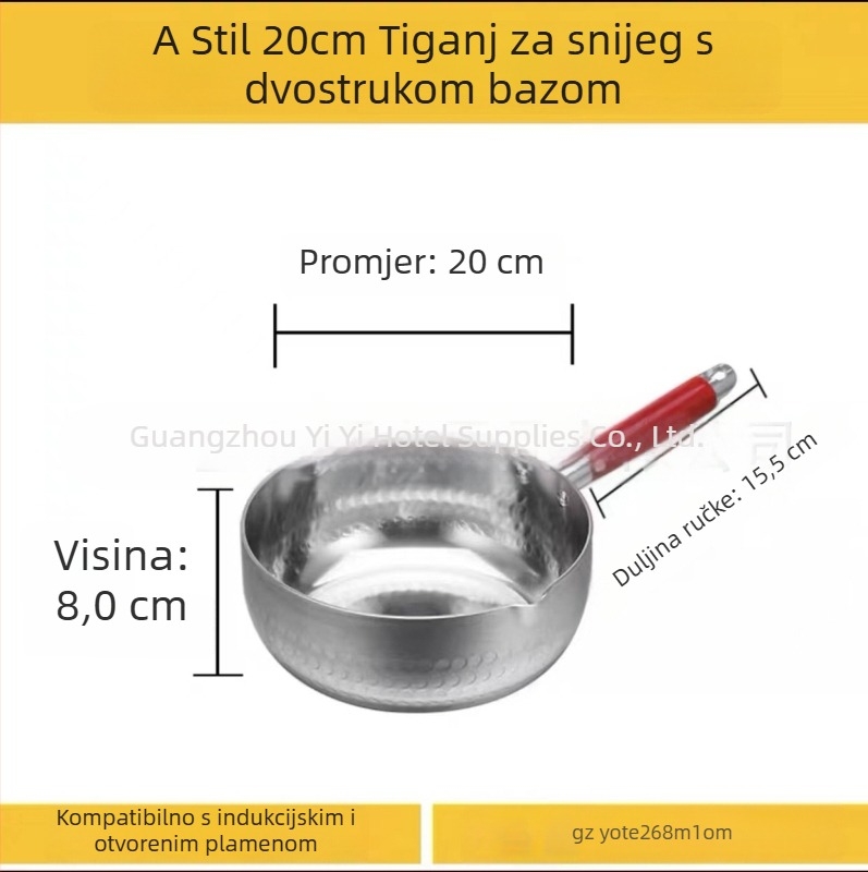 Aluminijski lonac s debelim, plosnim dnom, za supe, rezance, kašu, mlijeko, ljuti vrući lonac, ramen i instant rezance