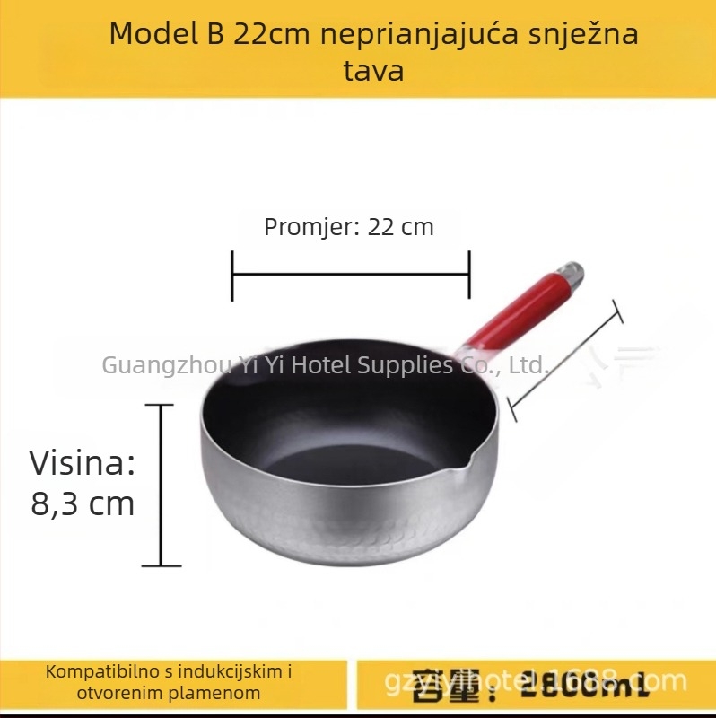 Aluminijski lonac s debelim, plosnim dnom, za supe, rezance, kašu, mlijeko, ljuti vrući lonac, ramen i instant rezance