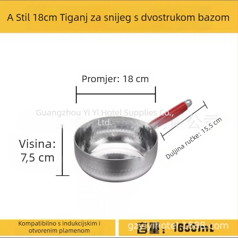 Aluminijski lonac s debelim, plosnim dnom, za supe, rezance, kašu, mlijeko, ljuti vrući lonac, ramen i instant rezance