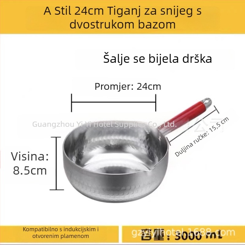 Aluminijski lonac s debelim, plosnim dnom, za supe, rezance, kašu, mlijeko, ljuti vrući lonac, ramen i instant rezance