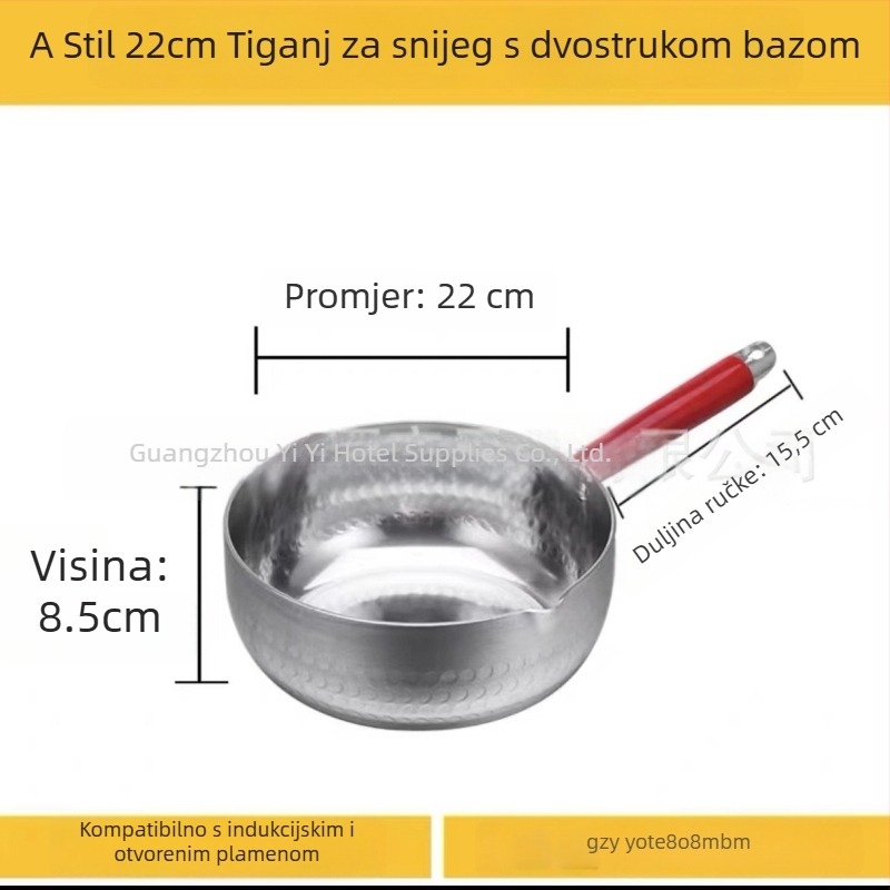 Aluminijski lonac s debelim, plosnim dnom, za supe, rezance, kašu, mlijeko, ljuti vrući lonac, ramen i instant rezance