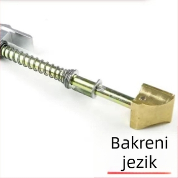 Stari vanjski set brave za vrata s bakrenom jezičicom i kosom jezičicom, jezgro od cinka i bakra