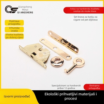 Pet dijelni skup brava za kutiju za cigare – visokokvalitetna brava od cinkove legure i nehrđajućeg čelika, drvena kutija