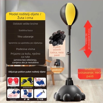 Vertikalni set za boksački trening s reakcijskom loptom, loptom brzine, vrećom za pijesak i ciljem za kućnu upotrebu, za odrasle