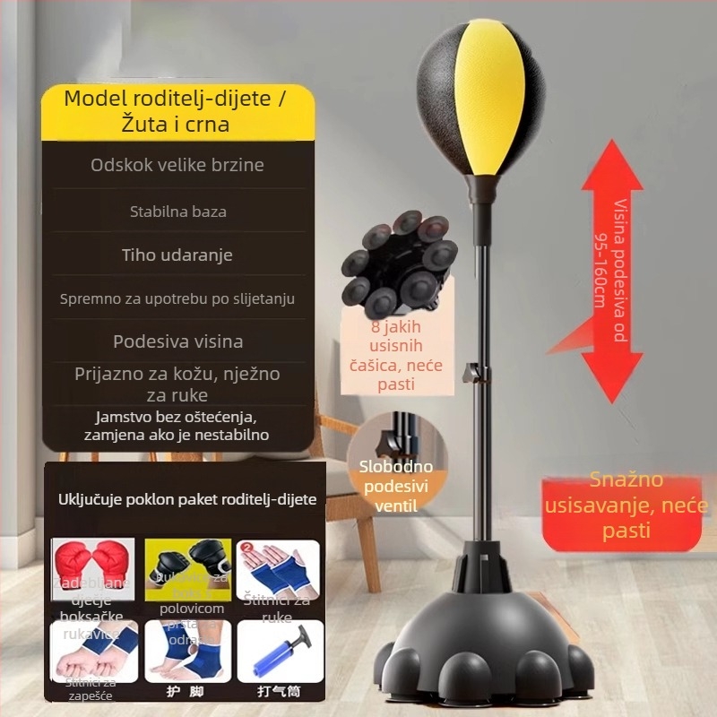 Vertikalni set za boksački trening s reakcijskom loptom, loptom brzine, vrećom za pijesak i ciljem za kućnu upotrebu, za odrasle