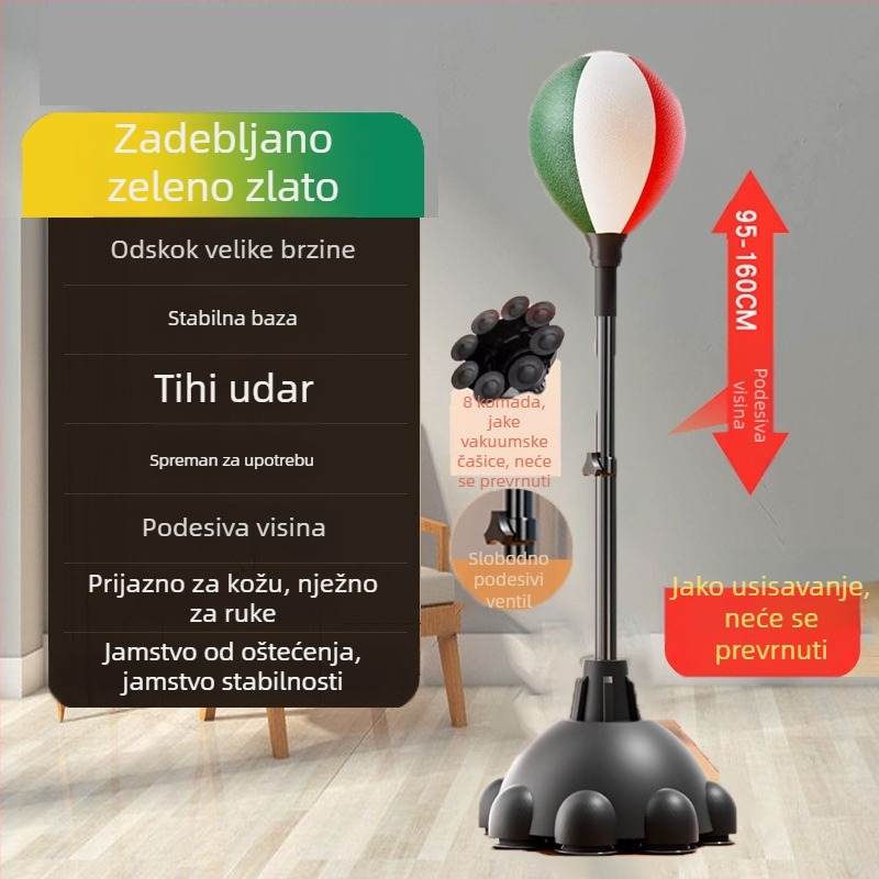 Vertikalni set za boksački trening s reakcijskom loptom, loptom brzine, vrećom za pijesak i ciljem za kućnu upotrebu, za odrasle