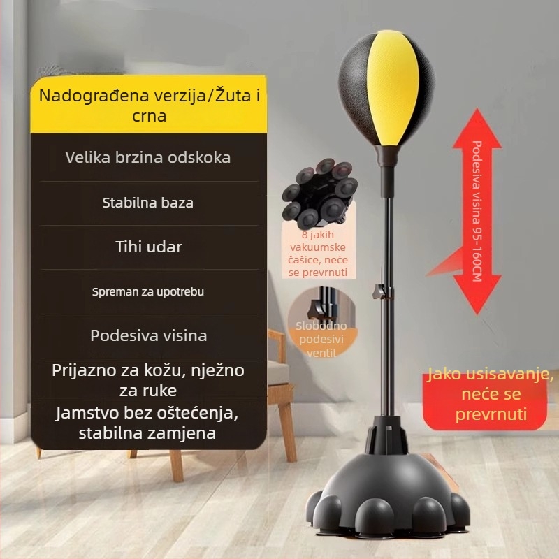 Vertikalni set za boksački trening s reakcijskom loptom, loptom brzine, vrećom za pijesak i ciljem za kućnu upotrebu, za odrasle