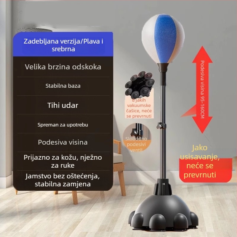 Vertikalni set za boksački trening s reakcijskom loptom, loptom brzine, vrećom za pijesak i ciljem za kućnu upotrebu, za odrasle