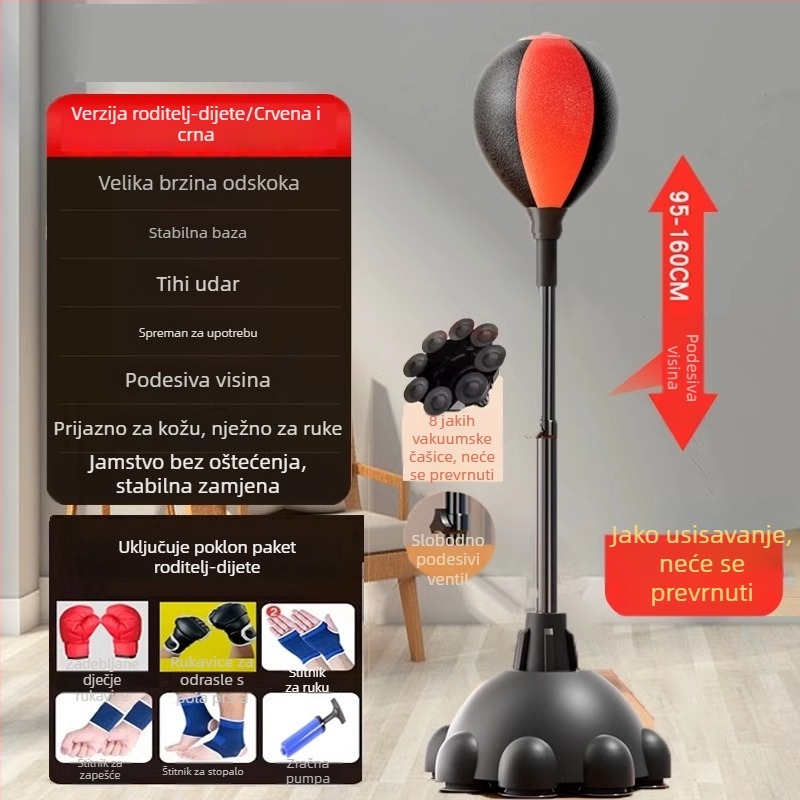 Vertikalni set za boksački trening s reakcijskom loptom, loptom brzine, vrećom za pijesak i ciljem za kućnu upotrebu, za odrasle