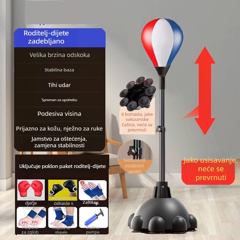 Vertikalni set za boksački trening s reakcijskom loptom, loptom brzine, vrećom za pijesak i ciljem za kućnu upotrebu, za odrasle