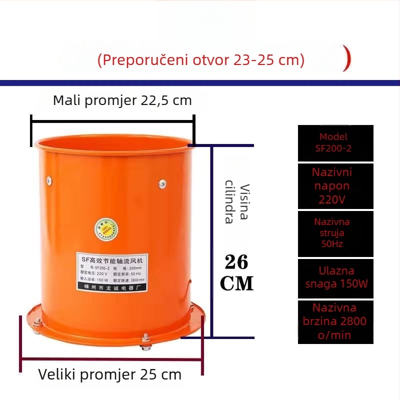 Aksijalni kuhinjski ispušni ventilator, velik protok zraka i snažno usisavanje