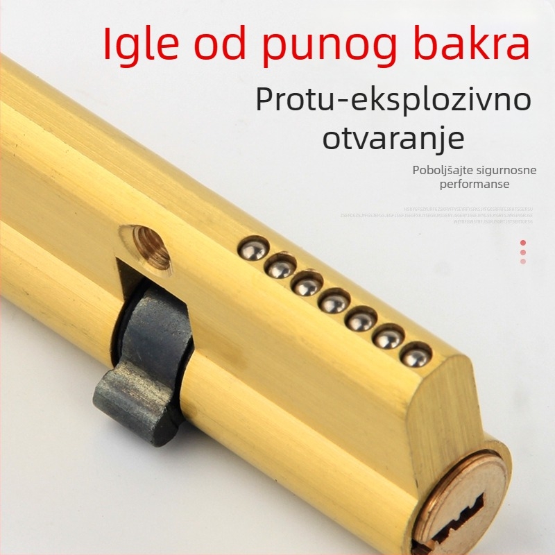 Cilindar brave od čistog bakra za unutarnja drvena vrata spavaće sobe, produženje 80 mm, zamjenjiv