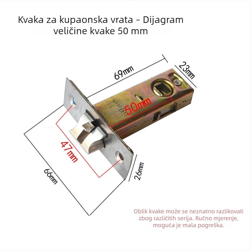 Cilindar za vrata kupaonice/WC sa jednim jezikom zaključavanja – 55/40/50/60/70 mm