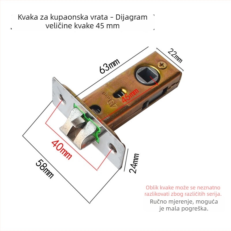 Cilindar za vrata kupaonice/WC sa jednim jezikom zaključavanja – 55/40/50/60/70 mm