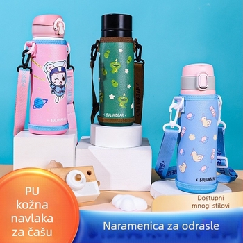 PU kožna futrola za čaše s crossbody remenom, zaštita od padova, univerzalno za učenike i odrasle