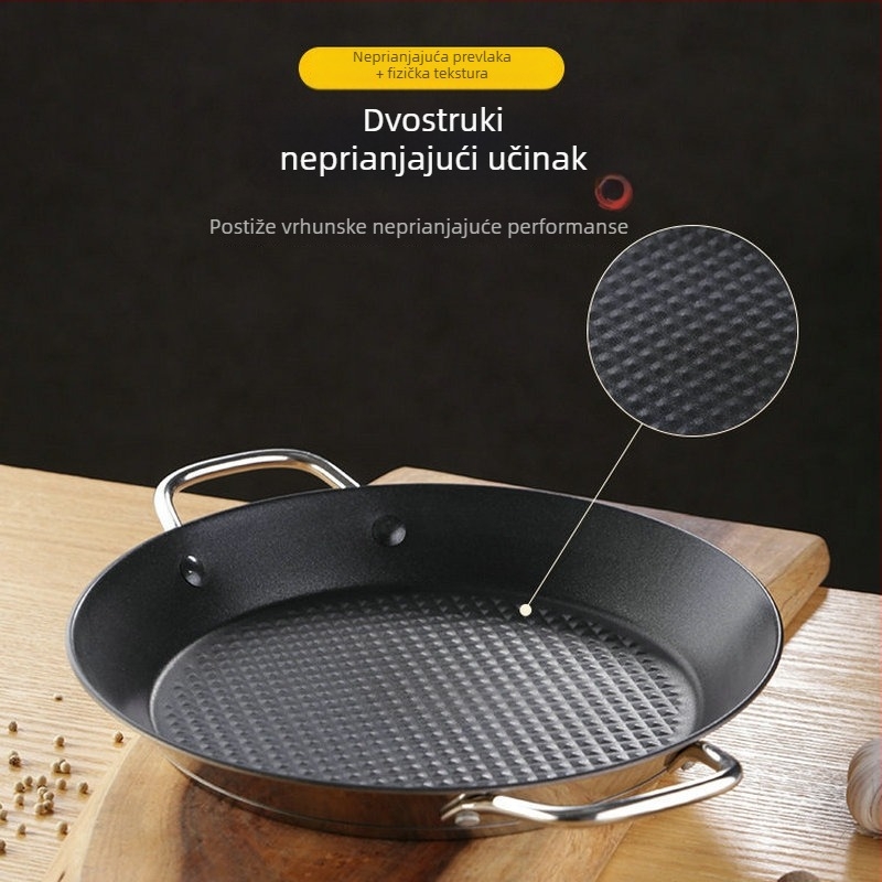 Lishun Španjolski paella tigan, nehrđajući čelik, neprijanjajuća prevleka, dvostruke ručke, japanski stil