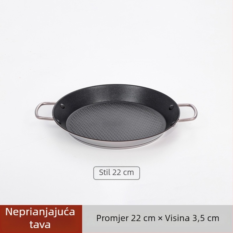 Lishun Španjolski paella tigan, nehrđajući čelik, neprijanjajuća prevleka, dvostruke ručke, japanski stil