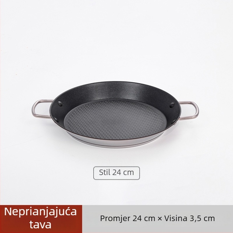 Lishun Španjolski paella tigan, nehrđajući čelik, neprijanjajuća prevleka, dvostruke ručke, japanski stil