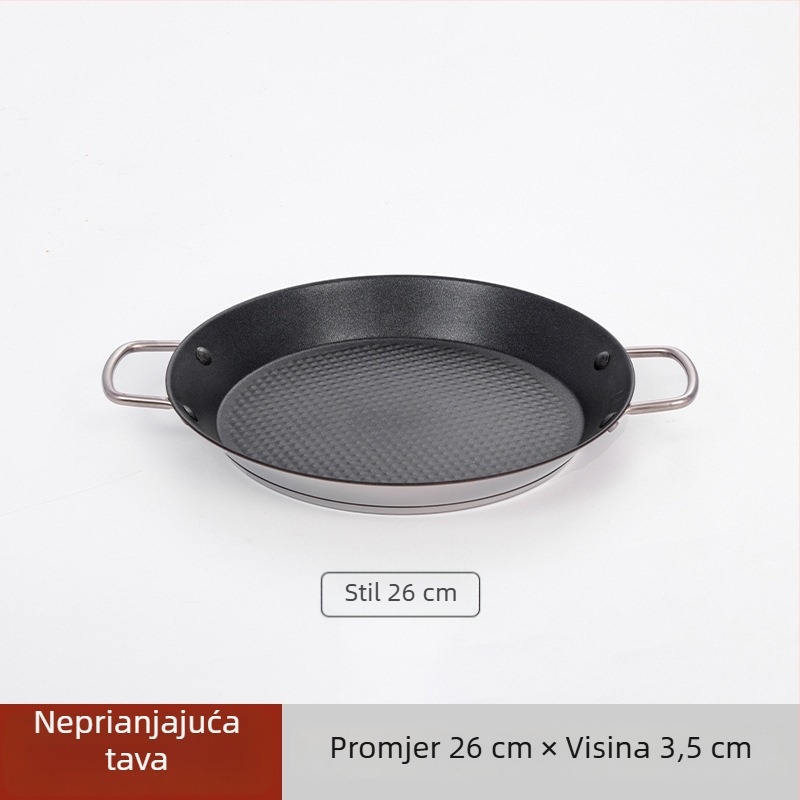 Lishun Španjolski paella tigan, nehrđajući čelik, neprijanjajuća prevleka, dvostruke ručke, japanski stil
