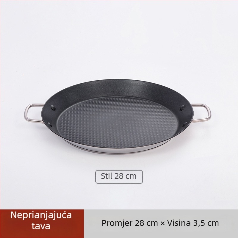 Lishun Španjolski paella tigan, nehrđajući čelik, neprijanjajuća prevleka, dvostruke ručke, japanski stil