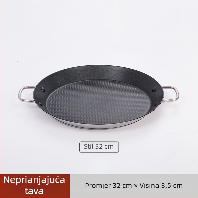 Lishun Španjolski paella tigan, nehrđajući čelik, neprijanjajuća prevleka, dvostruke ručke, japanski stil