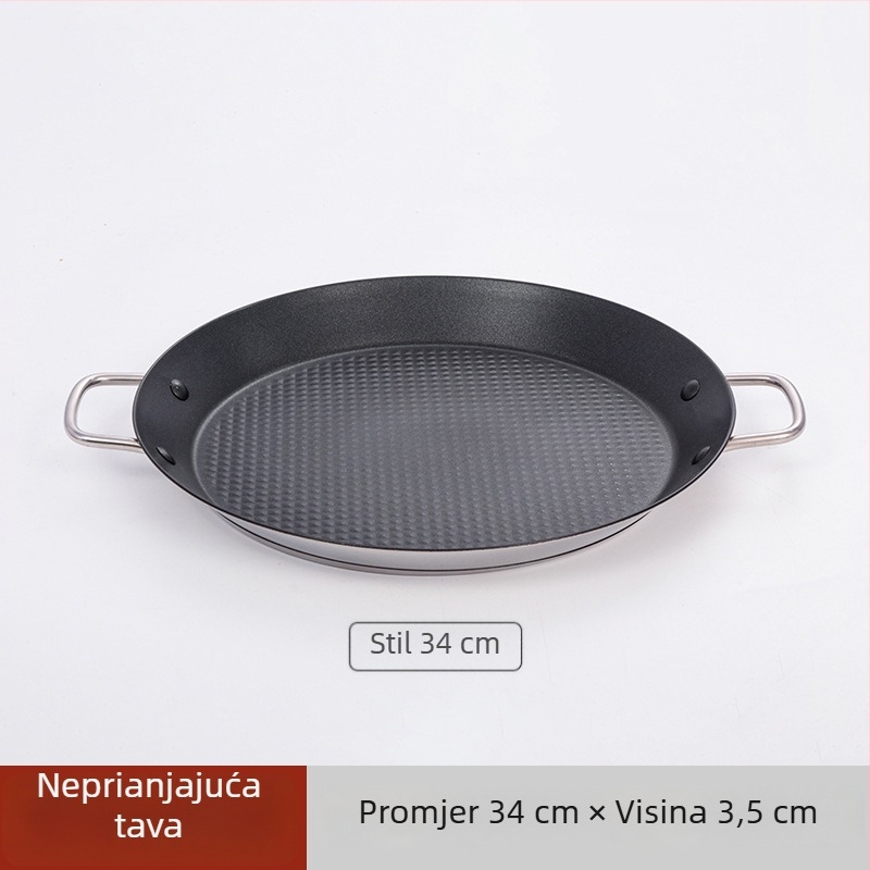 Lishun Španjolski paella tigan, nehrđajući čelik, neprijanjajuća prevleka, dvostruke ručke, japanski stil